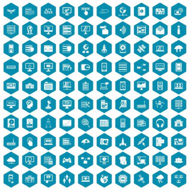 100 veritabanı ve bulut simgeler sapphirine menekşe