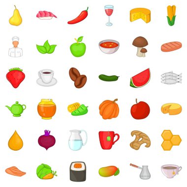 Diyet gıda Icons set, karikatür tarzı