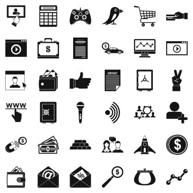 Dijital sözleşme Icons set, basit tarzı