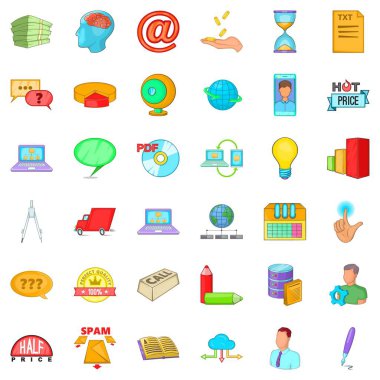 Dijital sözleşme Icons set, karikatür tarzı