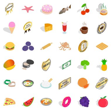 İyi yemek Icons set, izometrik stili