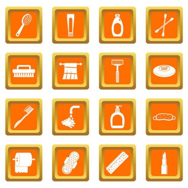 Turuncu Hijyen araçları Icons set