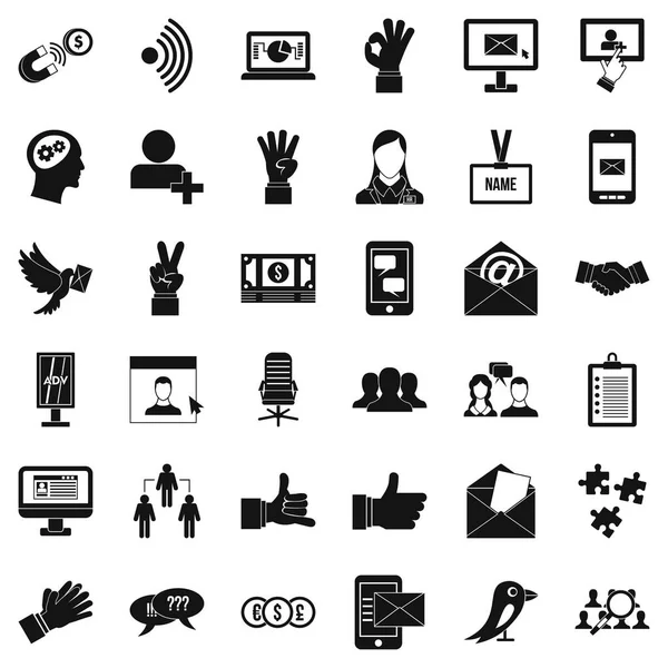 Dialoogvenster in brief iconen set, eenvoudige stijl — Stockvector