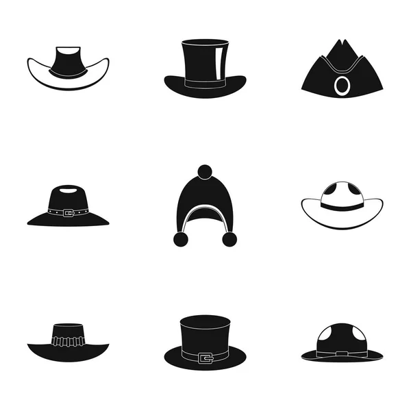 Conjunto Iconos Sombrero Conjunto Simple Iconos Vector Sombrero Para Web — Vector de stock