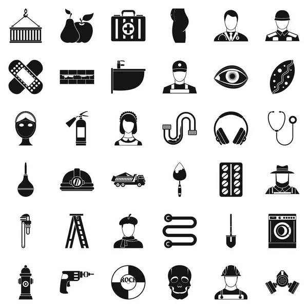 Conjunto de ícones de profissão útil, estilo simples — Vetor de Stock