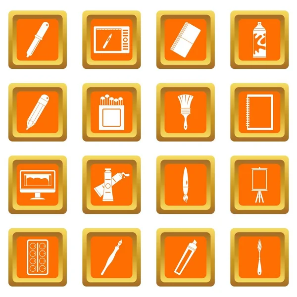 Design and drawing tools icons set orange — Stock Vector