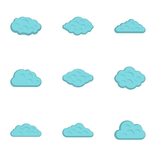 Cloud icon set, flat style — Stock Vector