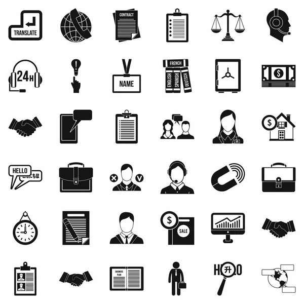 Office tartışma Icons set, basit tarzı