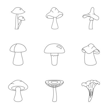 Mantar simge seti, anahat stili