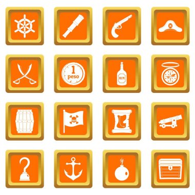 Turuncu korsan Icons set