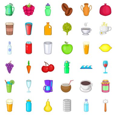 Sıcak bir içecek Icons set, karikatür tarzı