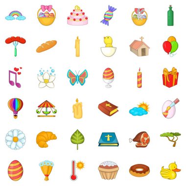 Paskalya kutlamaları Icons set, karikatür tarzı