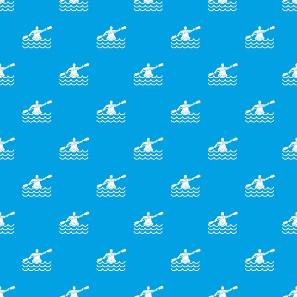 Athlète masculin dans un motif de canot bleu sans couture — Image vectorielle