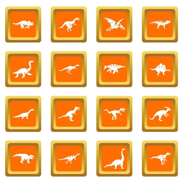 Dinosaur pictogrammen instellen oranje — Stockvector