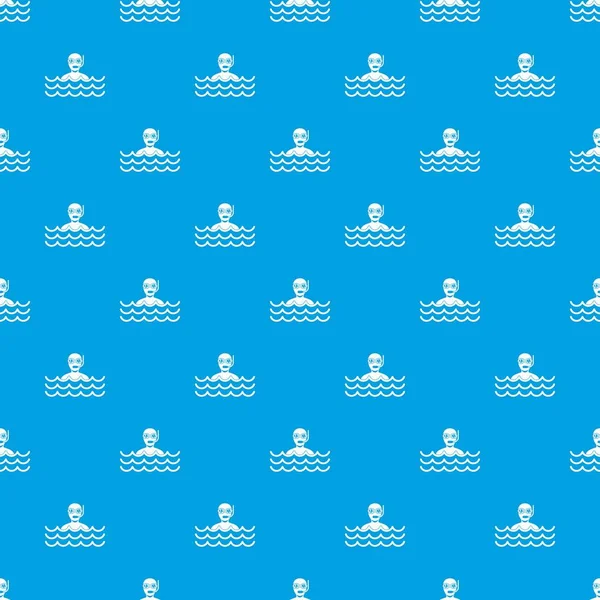 Homme avec motif de plongée sans couture bleu — Image vectorielle