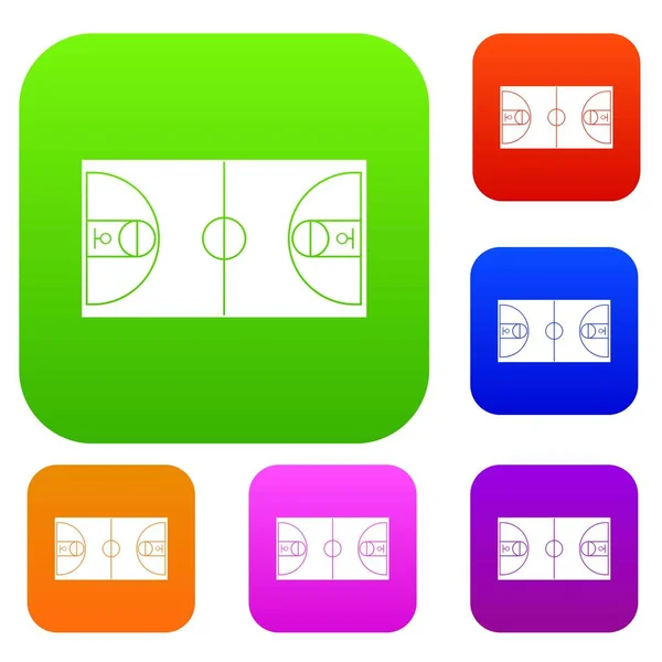 Basketball field set collection — Stock Vector