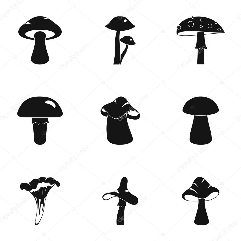 Mushroom icon set. Simple set of 9 mushroom vector icons for web isolated on white background