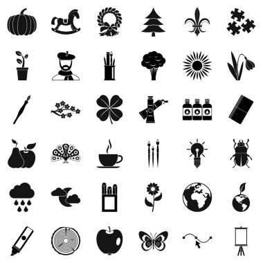 Ekoloji sanat Icons set, basit tarzı