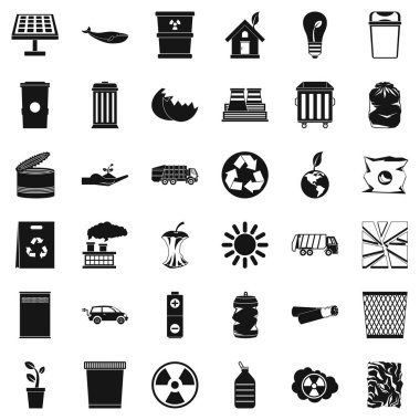 Ekoloji gezegen Icons set, basit tarzı