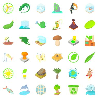 Ekoloji gezegen Icons set, karikatür tarzı