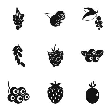 Çilek simge seti, basit tarzı