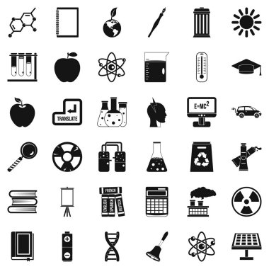 Eğitim Icons set, basit tarzı sonu