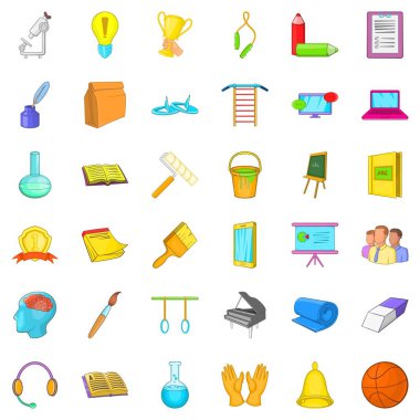 Ülke Icons set, karikatür tarzı eğitim