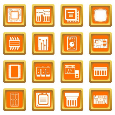 Turuncu bilgisayar çipleri Icons set