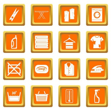 Turuncu Çamaşırhane Icons set