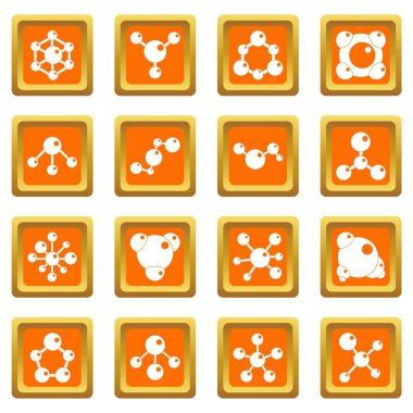 Turuncu molekül Icons set