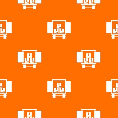 Kargo kamyon yük düzeni ile sorunsuz herhangi bir tasarım için turuncu renkte yineleyin. Vektör geometrik çizim