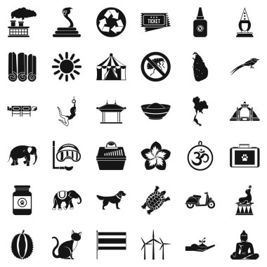 Hayvan fil Icons set, basit tarzı