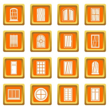 Turuncu plastik pencere formları Icons set