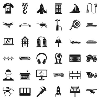 Endüstri Mühendisliği Icons set, basit tarzı