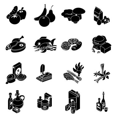 Dükkanı gezinti gıdalar Icons set, basit tarzı