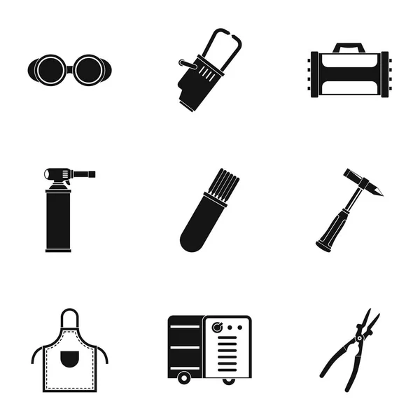 Set de iconos de soldador, estilo simple — Vector de stock