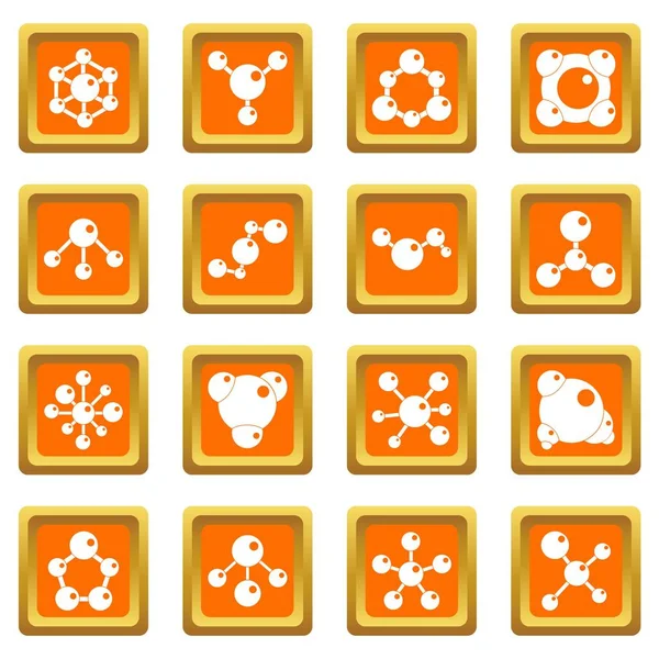 Molekula ikony sada oranžová — Stockový vektor