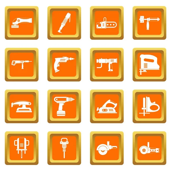 Turuncu elektrikli aletler Icons set — Stok Vektör