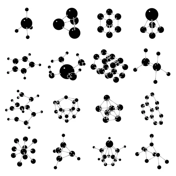 Molecuul iconen set, eenvoudige stijl — Stockvector