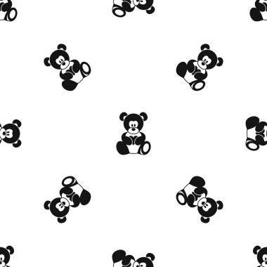 Oyuncak ayı bir kalp tutan sorunsuz siyah desen