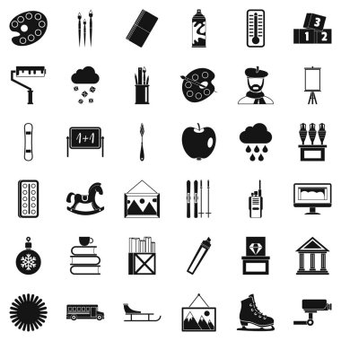 Tarafından boya Icons set, basit tarzı çizim