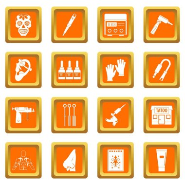 Dövme salonu simgeler kümesi turuncu
