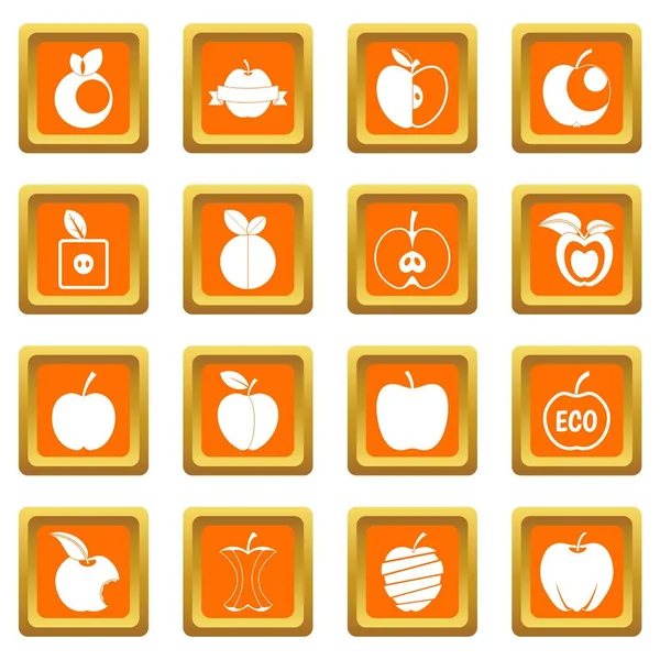 Zestaw ikon Apple pomarańczowy — Wektor stockowy