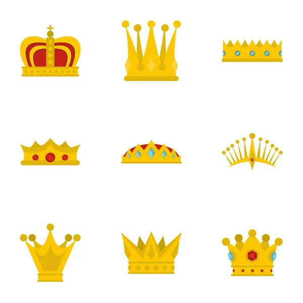 Conjunto de iconos de corona imperial, estilo plano — Archivo Imágenes Vectoriales