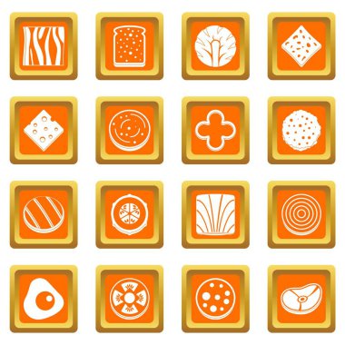 Gıda madde Icons set portakal dilim