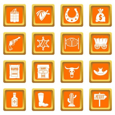 Turuncu vahşi batı Icons set