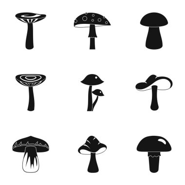 Mantar türleri simge seti, basit tarzı