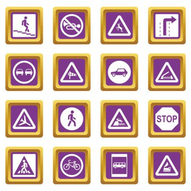 Yol işareti ayarla simgeler mor ayarla