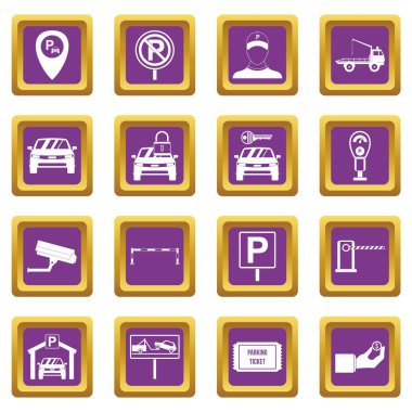 Park mor ayarla Icons set