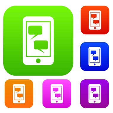 Smartphone ve konuşma kabarcıklar koleksiyonu ayarla